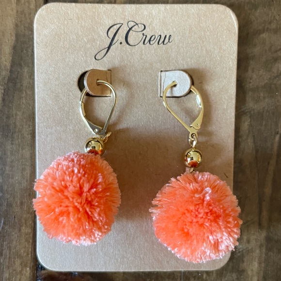 J. Crew Jewelry - J Crew Raffia Pom Ball Earrings Autumn Spring Orange